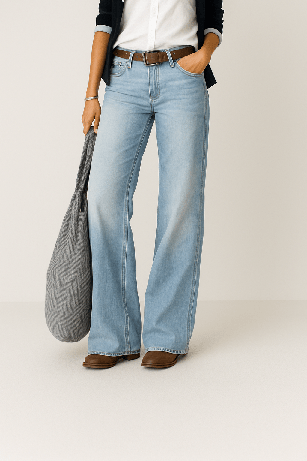 Élanor Denim Jeans met Wijde Pijp – Tijdloze High-Waist Spijkerbroek voor Dames
