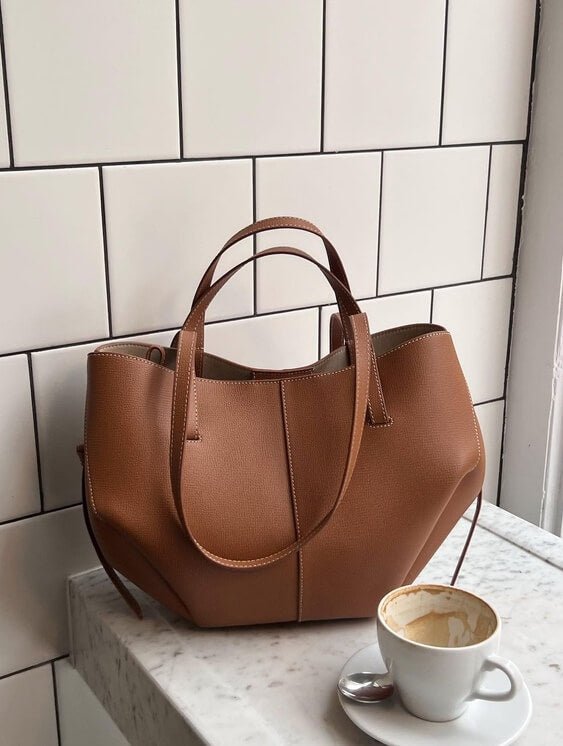 Veloria Vintage Leren Dames Tote Bag met Magnetische Sluiting – Ruim en Stijlvol