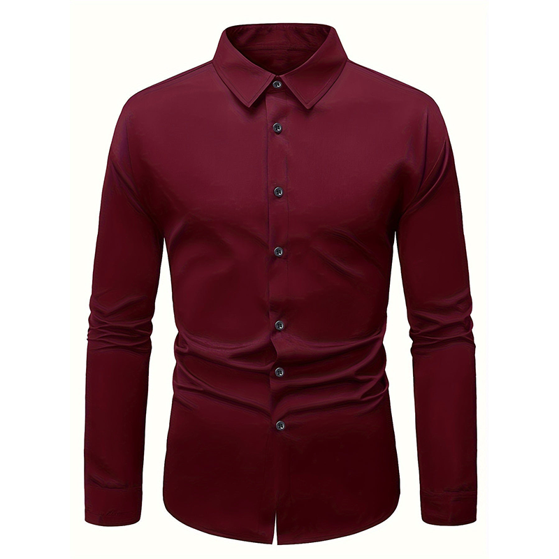 Monde heren overhemd van katoenmix – effen design, reverskraag, lange mouwen