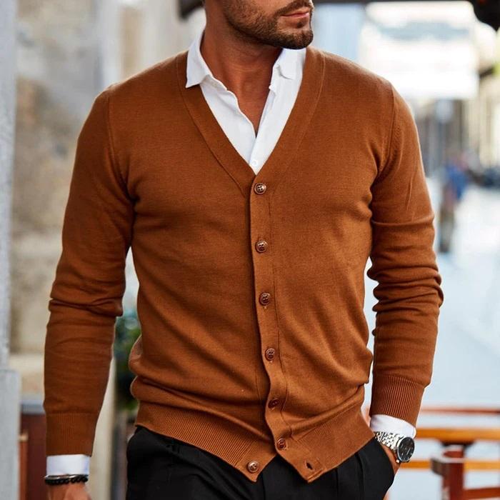 Élanor Vest | Heren cardigan met knopen en V-hals