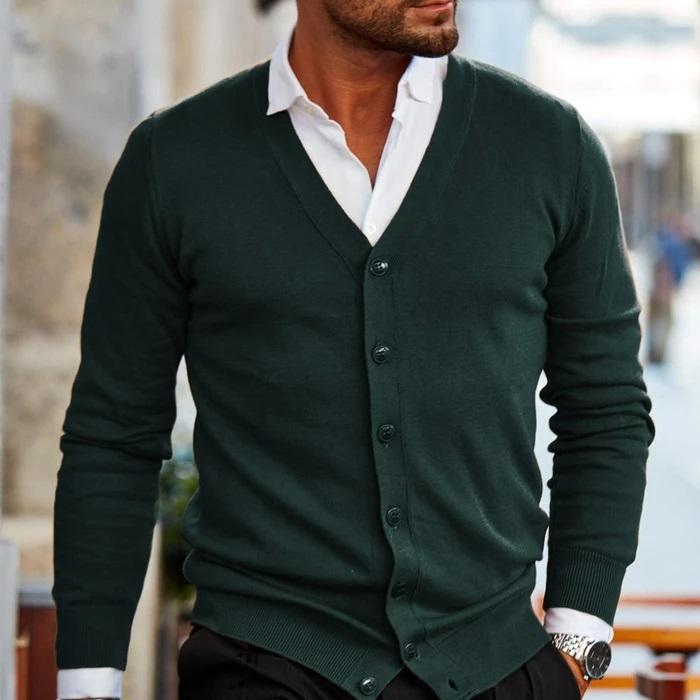 Élanor Vest | Heren cardigan met knopen en V-hals