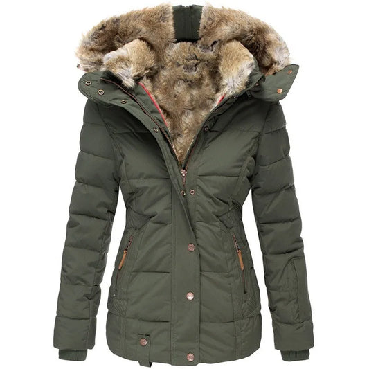 Évoque damesjas met kraag en imitatiebont – stijlvol winterjack met capuchon