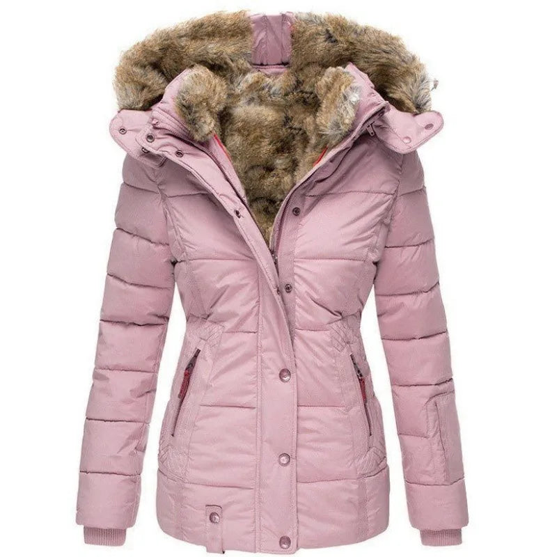 Évoque damesjas met kraag en imitatiebont – stijlvol winterjack met capuchon