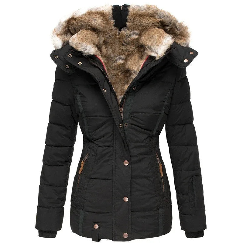 Évoque damesjas met kraag en imitatiebont – stijlvol winterjack met capuchon