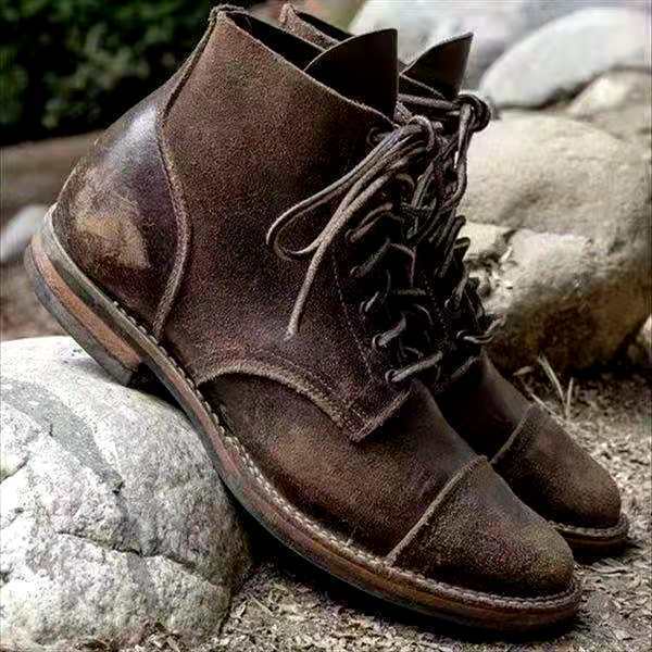 Sereno Retro Leren Herenschoenen met Veters – Klassieke Comfort Fit