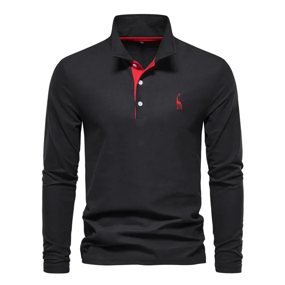 Élanor Heren Poloshirt met Lange Mouwen – Klassiek Katoen met Polokrage