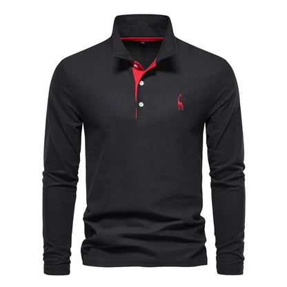 Élanor Heren Poloshirt met Lange Mouwen – Klassiek Katoen met Polokrage