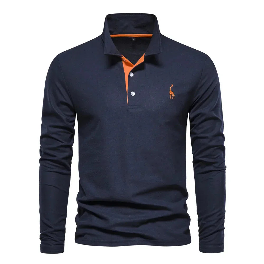 Élanor Heren Poloshirt met Lange Mouwen – Klassiek Katoen met Polokrage