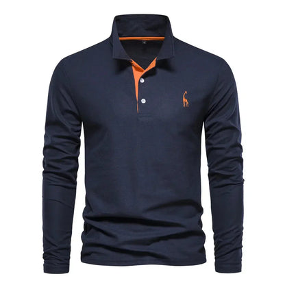 Élanor Heren Poloshirt met Lange Mouwen – Klassiek Katoen met Polokrage