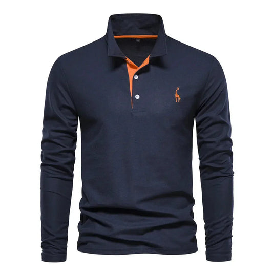 Élanor Heren Poloshirt met Lange Mouwen – Klassiek Katoen met Polokrage