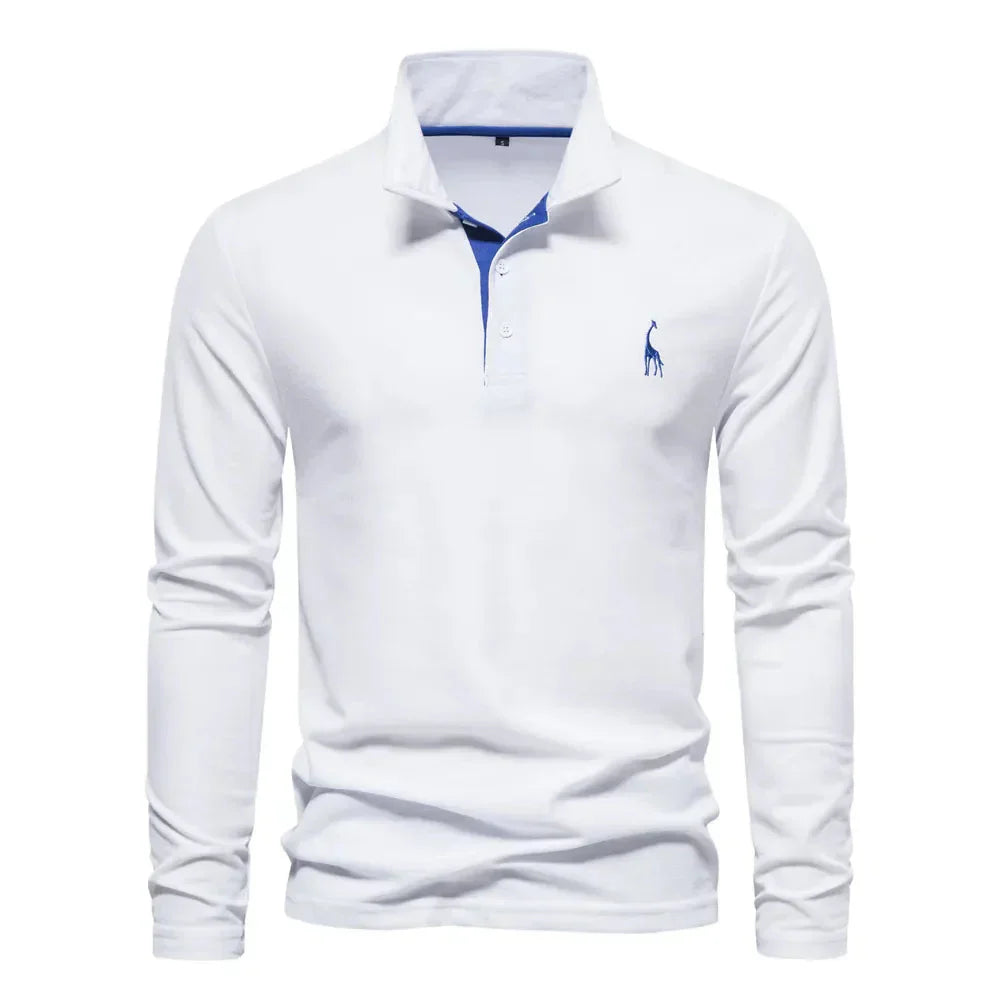 Élanor Heren Poloshirt met Lange Mouwen – Klassiek Katoen met Polokrage