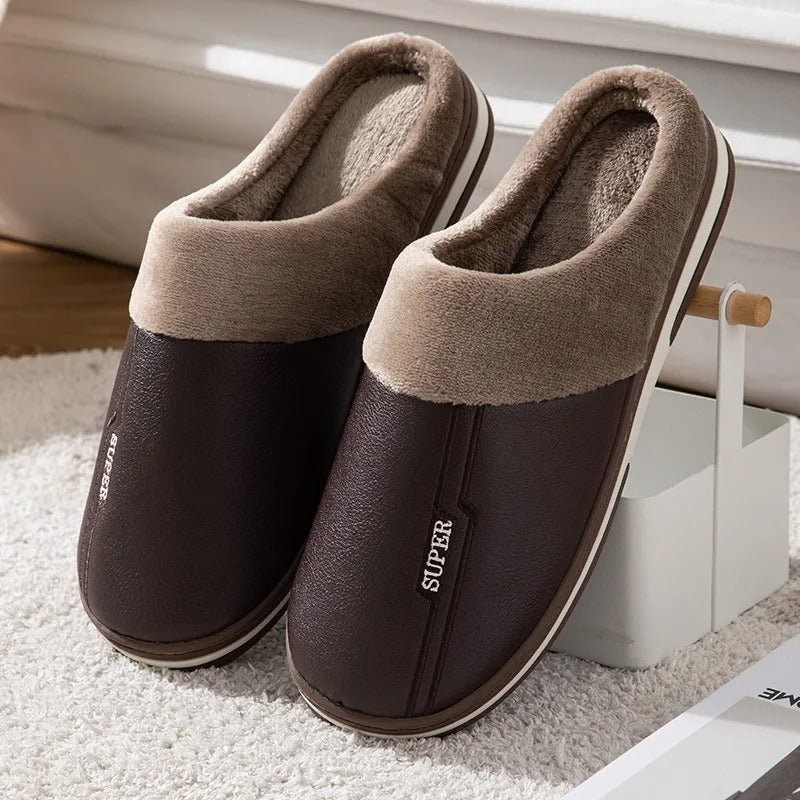 Évoque | Blauwe herenpantoffels met comfortabele dikke zool